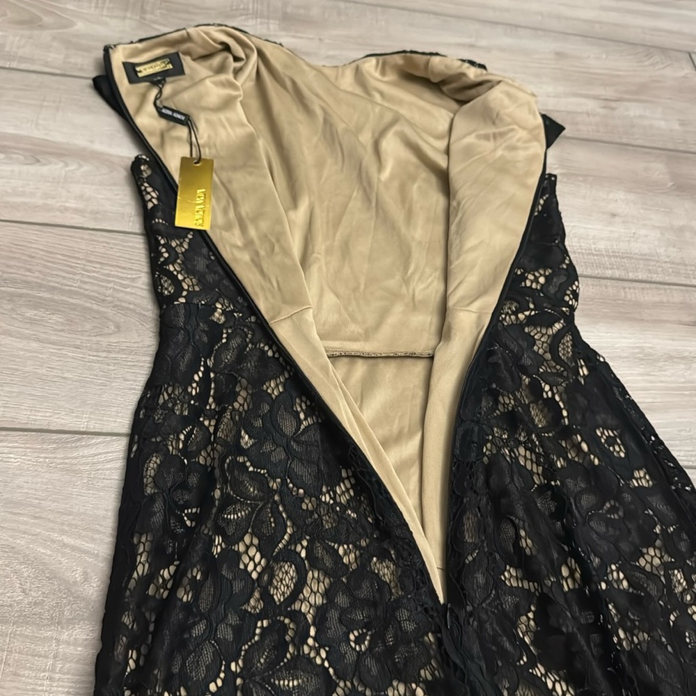 ALEXIA ADMOR Riley Black Lace Sheath silhouette Dress Cocktail Party S High Slit - Picture 15 of 16